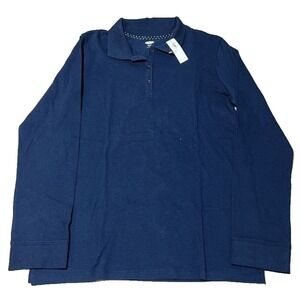 Old Navy Polo‎ Shirt Youth Boys Size 2XL Navy Blue Long Sleeve Cotton NWT